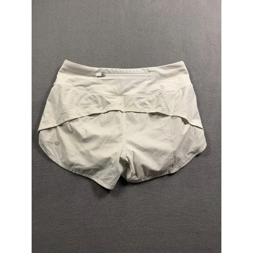 Lululemon Speed Up Low Rise Running Shorts White Lined Athletic Womens Size 6